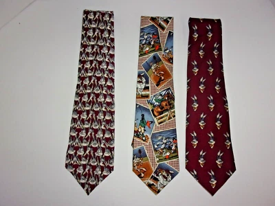 Lot of 3 Vintage Warner Bros 100% silk neckties - Image 1 of 2
