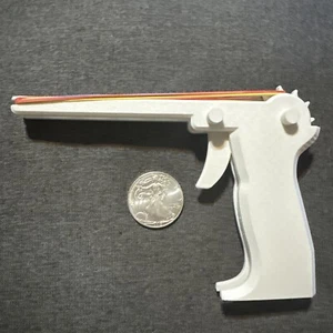 White Rubber Band Gun Pistol Large - Picture 1 of 14