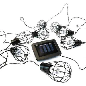 Metal Bulb Solar Lights 8 Led Eco Friendly Garden Decor With Solar Panel - Picture 1 of 4