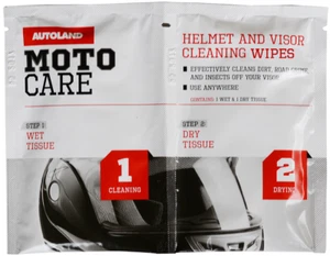 Autoland Motorrad Helm und Visier Reinigungstücher Räumungsverkauf 2er Pack (x5) - Bild 1 von 1