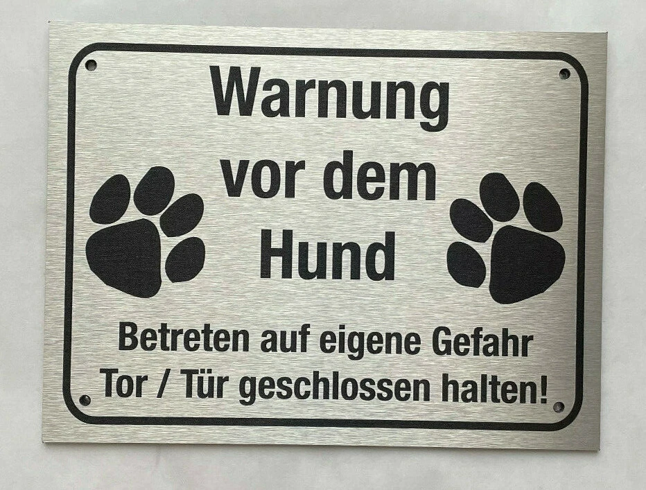 Warnung vor dem Hund Schild Alu Achtung Hundeschild Warnschild Hinweis Gefahr - Bild 1 von 3