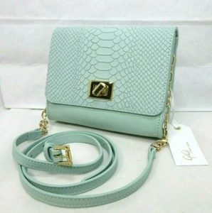 GiGi New York Catie Crossbody Leather Embossed Python Handbag $198MSRP Azure - Picture 1 of 12
