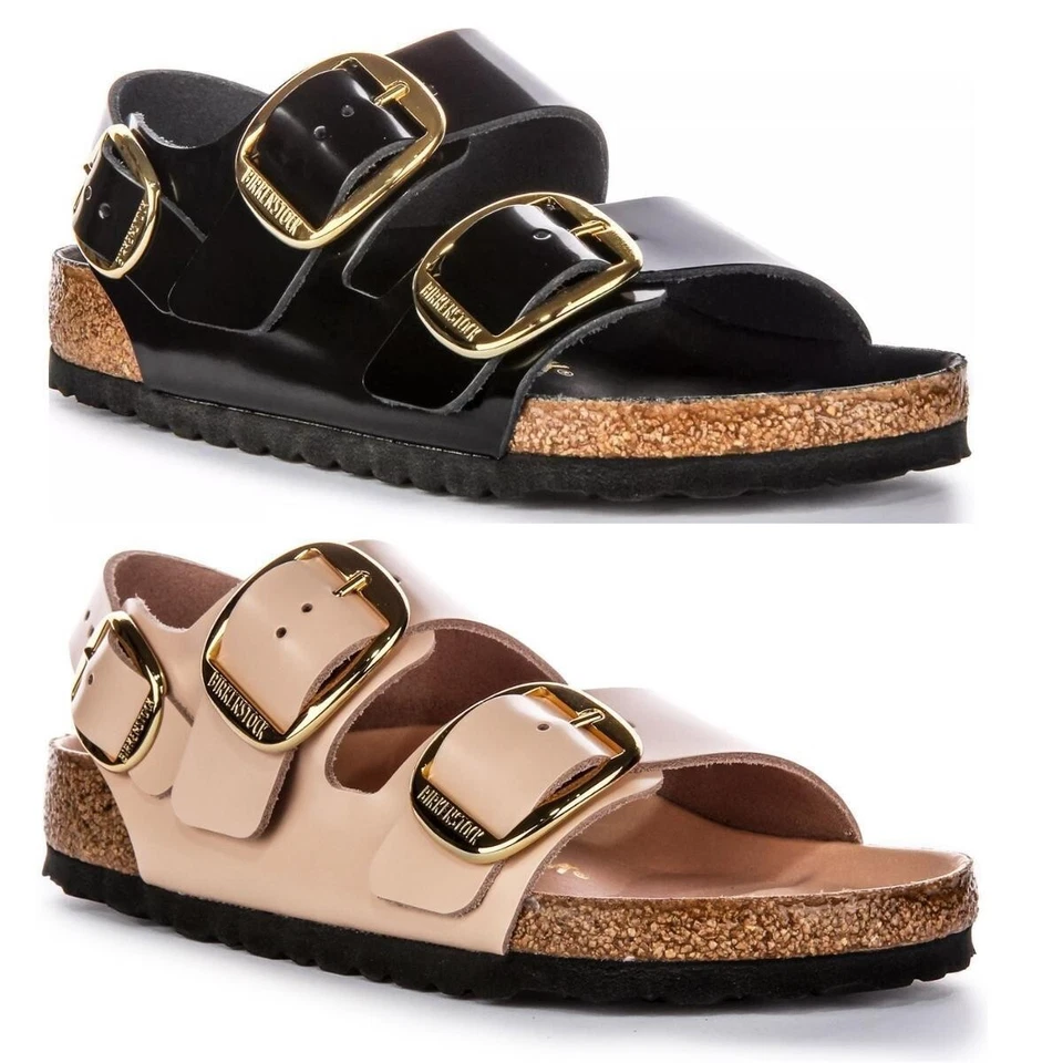 Birkenstock Milano Slide 2 Sangles Grande Boucle Sandale Noir Laqué UK 3 - 8 - Photo 1/1