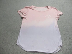 Hollister Shirt Womens Medium Easy T Shirt Lightweight Pink Gradient Logo Spell - Picture 1 of 10