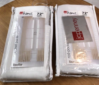 Set of 2 JCPenney Home Collection Lisette Rod-Pocket Panel 72” X 60" Linen New - Image 1 of 4