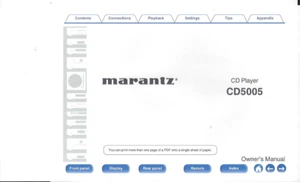 Marantz user manual Bedienungsanleitung für model CD 5005 englisch Copy - Bild 1 von 1