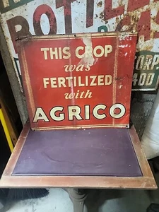 Vintage Original AGRICO FERTILIZER Embossed Metal Sign / SHANK Sign Co. /0125 - Picture 1 of 21