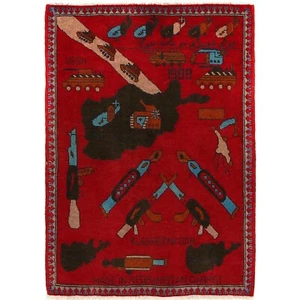 Hand Knotted Afghan New Oriental Ak-47 Home Decor War Rug 2'9 x 3' 10 ft -G27694 - Picture 1 of 8
