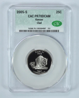 2005-S Washington State Quarter Kansas CLAD PR70 DCAM CAC - Image 1 of 4