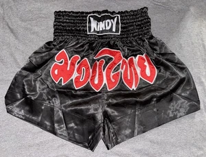 Windy Muay Thai Satin Kickboxing Black Shorts Men’s Size XL Boxing Fighting TT1 - Picture 1 of 3