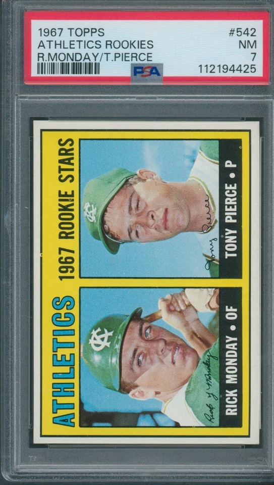 1967 Topps #542 Athletics Rookies R. Monday/T. Pierce PSA NM 7 *4425 Foto 1 de 1