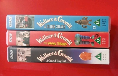 3 Wallace And Gromit VHS Close Shave Wrong Trousers Grand Day Out Videos TESTED - Image 1 of 4