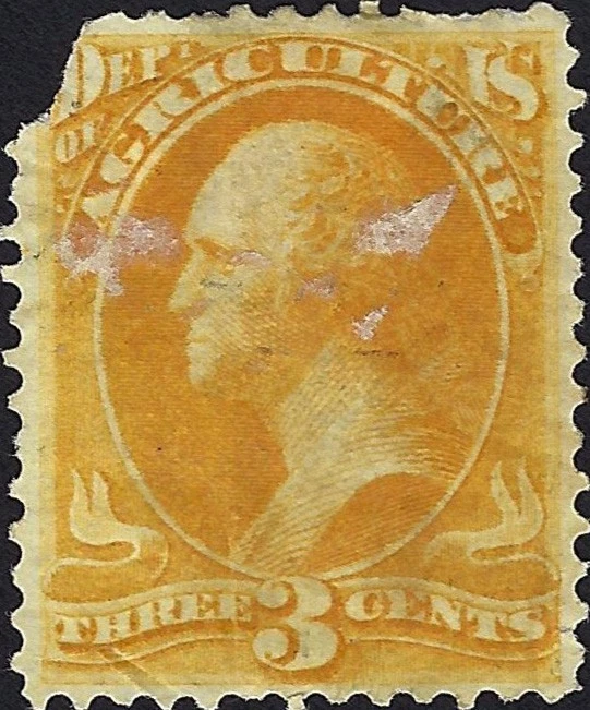 US Scott #O3 Used Good 3 Cent 1873 Official George Washington Stamp CV 17.50 - Image 1 of 1