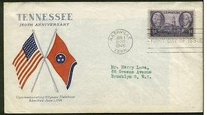 941 TENNESSEE FDC NASHVILLE, TN 6/1/46 GRIMSLAND CACHET FIRST DAY COVER - Picture 1 of 1