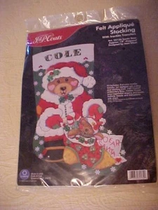 J. P. Coats Christmas Felt Stocking Kit SANTA BEAR 28136 - Picture 1 of 5