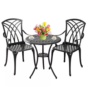 3Piece Bistro Table Set Cast Aluminum Bistro Set,Resistant Patio Table and Chair - Picture 1 of 9