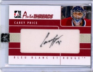 2008-09 ITG Bleu Blanc et Rouge Autothreads Rouge - Carey Price JERSEY AUTO 1/1