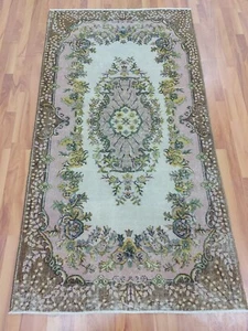Flower Garden Pattern Carpet Rug, 4x7 Handmade Faded Color Rug Kitchen Decor Rug - Picture 1 of 18