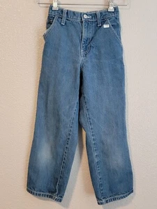 Old Navy Carpenter Jeans Boys 8 Wide Leg Adjustable Waist Straight Denim Blue - Picture 1 of 12