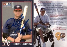 Dallas Tarleton Signed 2010 DAV Minor/Independent/Summer s #28 Card Auto AU