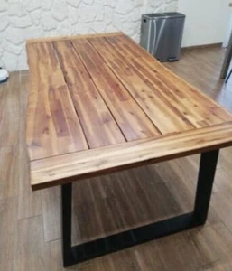 Mesa de comedor industrial grande cocina patio rústica madera maciza itzcominghome - Imagen 1 de 10