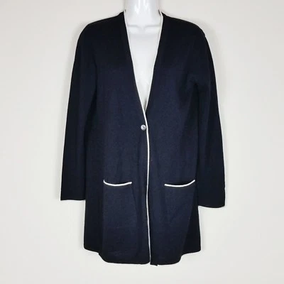 Suéter largo Mondi para mujer 36 negro ligero mezcla de lana hecho en Italia cárdigan Foto 1 de 4