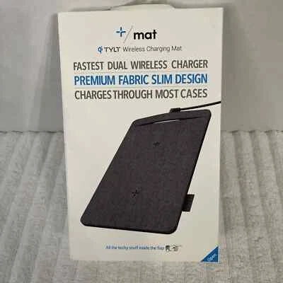 TYLT Qi Wireless Charging Mat Fastest Dual Wireless Charger - Gray NEW Sealed - Image 1 of 4