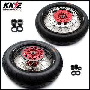 KKE 17'' Rims Cush Hub For Honda XR650R 2000-2008 Supermotard Wheels CST Tyres - Picture 1 of 18