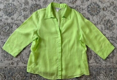 Camisa Top David N 100% Lino Abotonada Verde Talla XL Foto 1 de 4