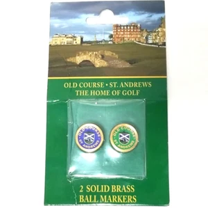 St. Andrews Links Old Course 2 Solid Brass Golf Ball Markers Paterson New Sealed - Picture 1 of 7