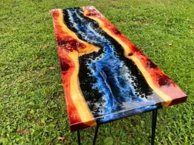Epoxy Ocean Console Table, Custom Ocean Table, Epoxy Dining Table, Handmade Deco - Image 1 of 3