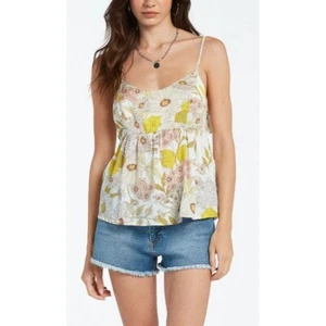 Volcom Happy Clouds Gauze Cami Top Peek A Boo Back Empire Waist Women Medium NWT - Picture 1 of 12