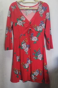 Bobbie Brooks Ladies Red Floral Knee Length Soft, Stretchy Dress Size X-Large - Picture 1 of 11