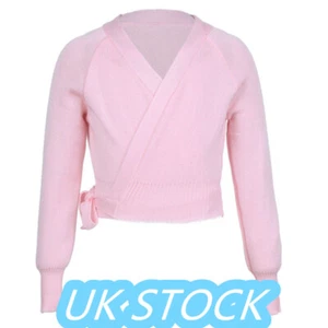 UK Girls~Ballet Dance Wrap Top Sweater Ballerina Crossover Cardigan Dancewear - Picture 1 of 14