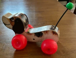 Vintage Antique Fisher Price Little Snoopy Wooden Dog Pull Toy #693 ©1968 USA - Picture 1 of 6