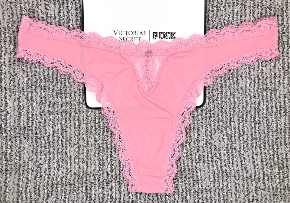 Victoria's Secret Dream Angels NWT XL Pink Lace Trim Thong Panty Cute Soft - Image 1 of 4
