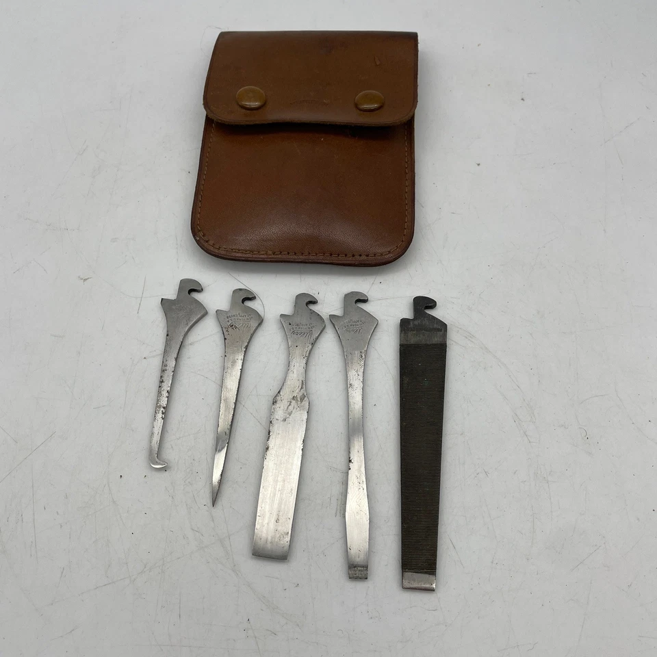 Ulery New York USA Vtg. Pocket Knife Attachments Tool Kit Original Leather Pouch - Image 1 of 3