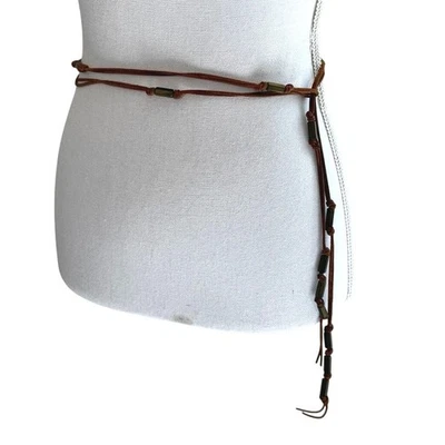 Women's brown suede and metal detail/bead belt - Image 1 of 4