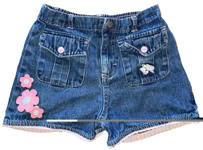 Vintage 2000s Kids Headquarters Girls Denim Shorts Size 5 flower patchwork  - Image 1 of 3