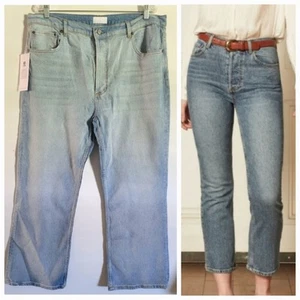 Boyish THE BRADY Premium Denim Jeans High Rise Crop Flare Button Fly Size 32 NWT - Picture 1 of 16
