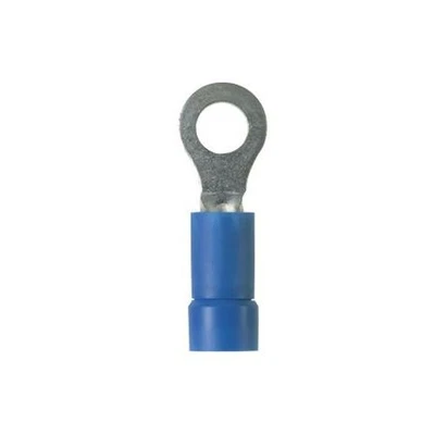 PV14-6R-C Ring Terminal, Vinyl, 16-14 AWG, #6, Funnel Entry, Blue-100EA - Image 1 of 2