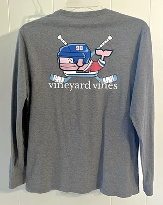 Vineyard Vines Shirt Hockey XL 18 Gray Long Sleeves T Pullover Logo - Image 1 of 3