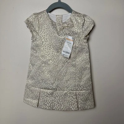Vestido de bebé Gymboree dorado brillante lazo talla 12-18 meses fiesta formal nuevo con etiquetas Foto 1 de 4