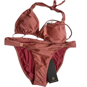 Bikini de dos piezas VIX Paula Hermanny oro rosa claro talla L nuevo con etiquetas $176 - Imagen 1 de 8