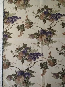 REMNANT Tapestry Upholstery Fabric 29" L x 24" W Grapes Fruit Floral - Picture 1 of 4