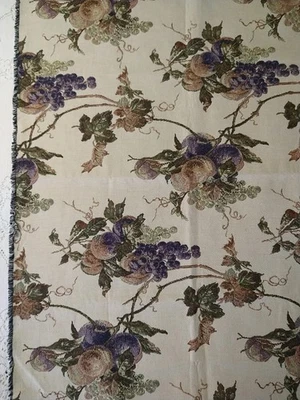 REMNANT Tapestry Upholstery Fabric 29" L x 24" W Grapes Fruit Floral - Image 1 of 4