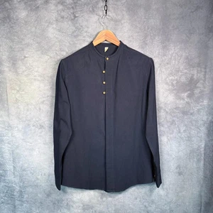 π―π΅ Caominmayi Japanese Grandad Collar Shirt β Deep Navy β Size XL Fits Like L - Picture 1 of 13