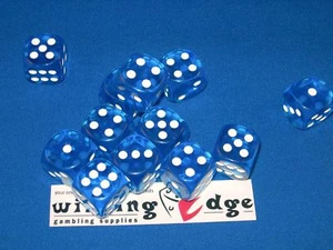 BLUE ACRYLIC DICE 16mm WITH ROUNDED CORNERS(24 PACK) FREE SHIPPING - Picture 1 of 4