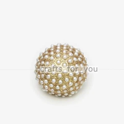 6PCS 22MM METAL SHANK BUTTONS ARTIFICIAL PEARL MOUNTED BAG CLOTHING TAILOR CRAFT - Image 1 of 4