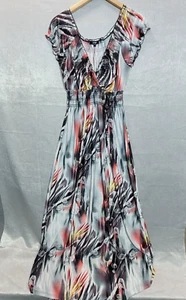 Stella Long Blouson Dress Women Size M Stretch Multicolour Short Sleeve - Picture 1 of 10
